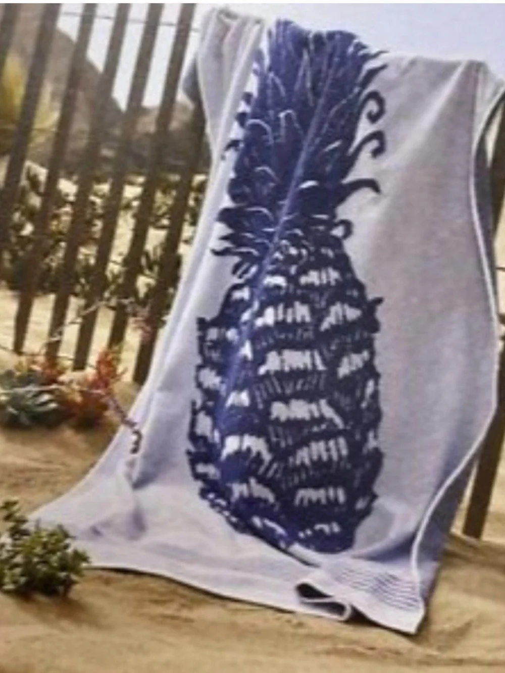 Extra Long Reversible Beach Towel Pineapple 72